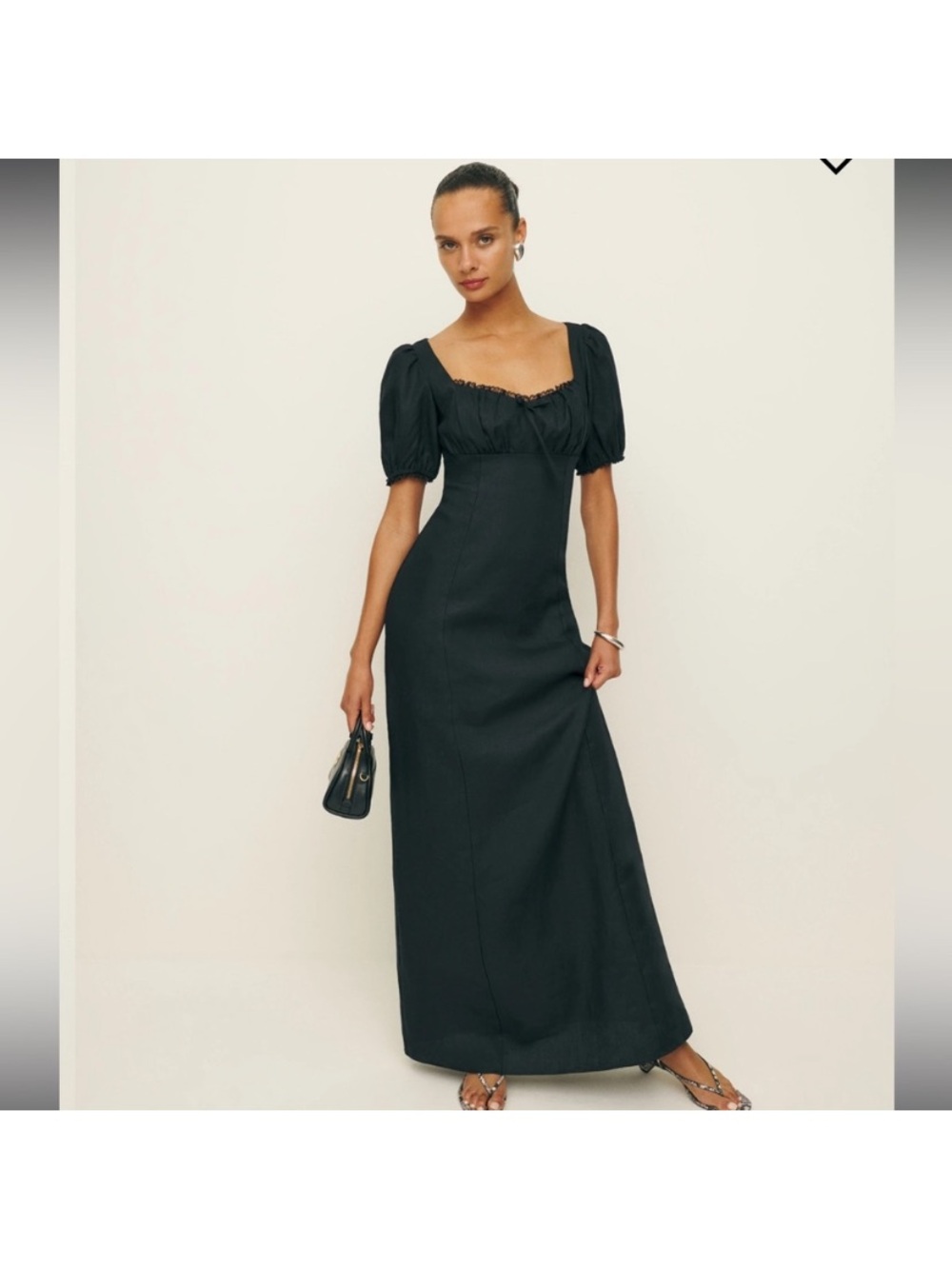 Reformation Cherise Linen Dress Black - Size 4